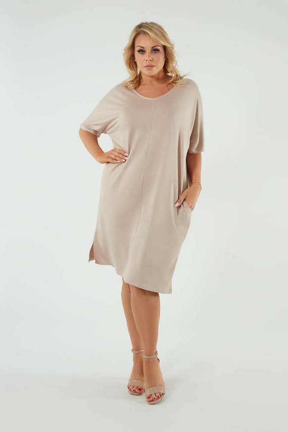 Soler Damen-Tunika mit kurzen Ärmeln Italian Fashion - beige