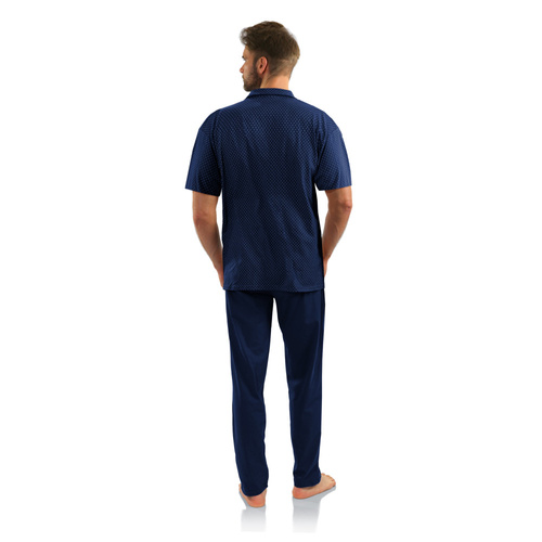 Kurzärmliger Herrenpyjama mit Reißverschluss von Sesto Senso – marineblaue Anker