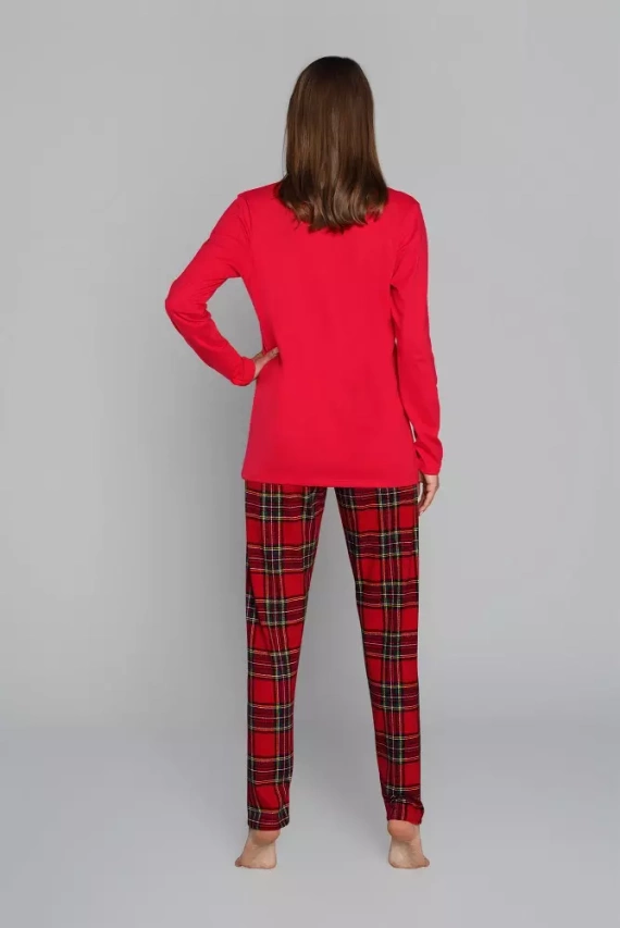 Zorza Damen Schlafanzug langarm, Hose Italian Fashion - grün/print 