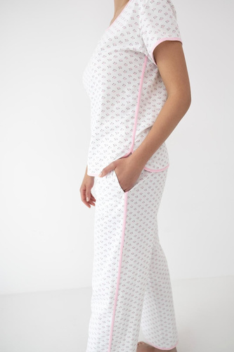 Lexie Sensis Damenpyjama aus 100% Baumwolle mit langer Hose rosa