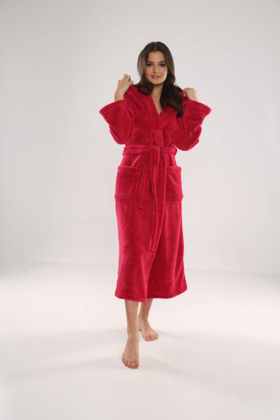 807 Luna II Ladies' Long Dressing Gown Forex - Himbeere