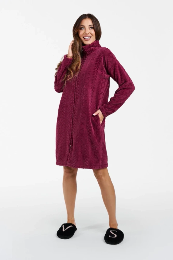 Rena Damen Bademantel Italian Fashion - burgunderrot