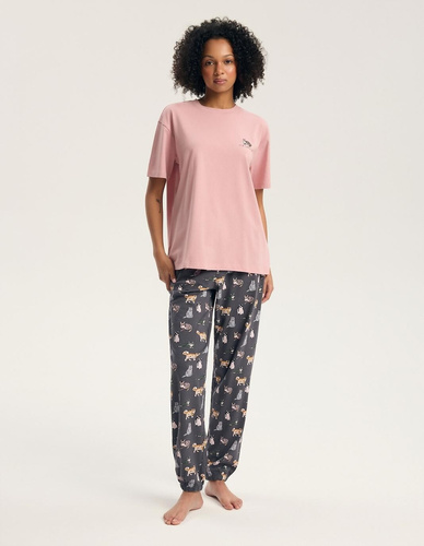 Damen-Pyjama Henderson Ginni 45420 100% Baumwolle Lange Hose Katzen