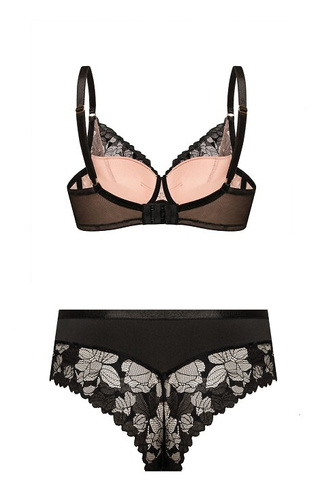 Brasilianischer Slip von Hanna Mefemi – hoch, Spitze, mit beigem Netzstoff