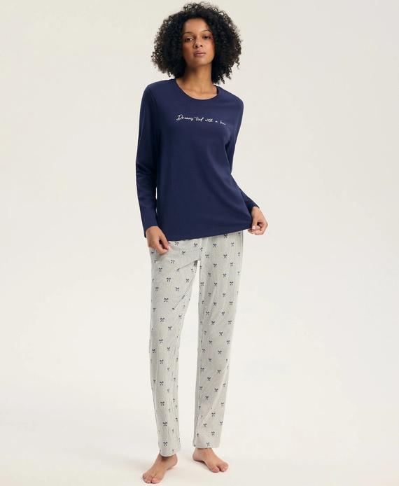 Henderson Gaela 45430 Damenlange Pyjama 100% Baumwolle mit Grafik