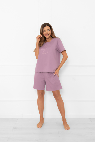 Damenpyjama Ksara Italian Fashion - Baumwolle, kurze Ärmel und Shorts - heather