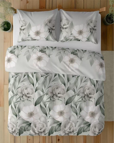 5220 B Romantische Satinbettwäsche Magnolia Detexpol grün