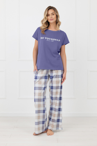 Damen Pyjama Rima Italian Fashion 100% Baumwolle lange Hose