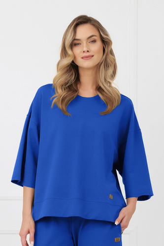 Bluza Kaori Italian Fashion 3/4-Arm Baumwolle Elastan – Kobalt
