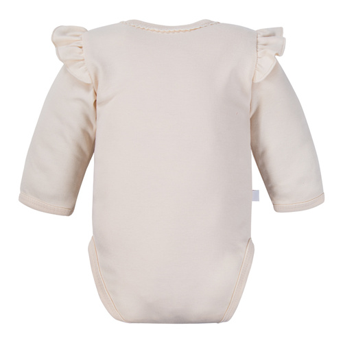 Fluffy Tails Eevi Baby-Body – ecru, lange Ärmel, Rüschen an den Schultern