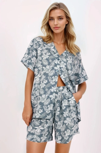 Stilvoller Embrace Damen-Pyjama – Sommerset mit kurzen Ärmeln Momenti Per Me grün