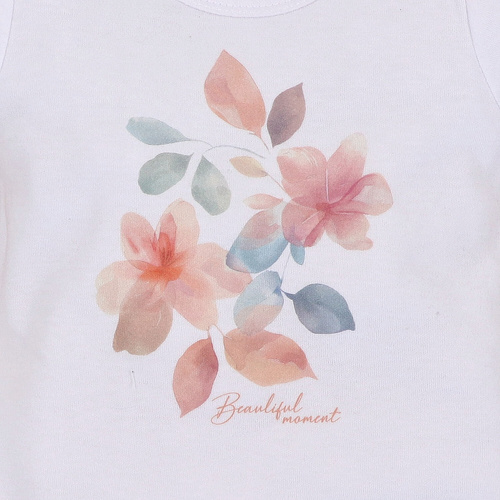 ABN-5422 Bunte Blumen Bio-Baumwollbluse Nini weiß