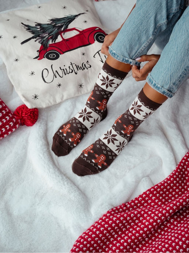 1283-040 Milena Cookies Socken – Damen-Weihnachtssocken mit Keksmotiv, Hellmeliert