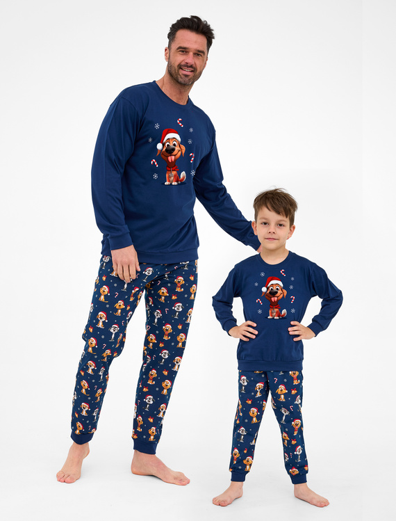 115/294 Dog Cornette Herrenpyjama – Weihnachten, Marineblau, Baumwolle