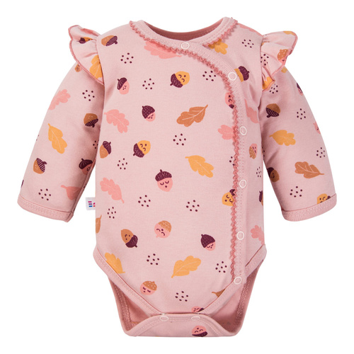 Fluffy Tails Eevi Baby-Wickelbody – Rosa, lange Ärmel, Rüschen