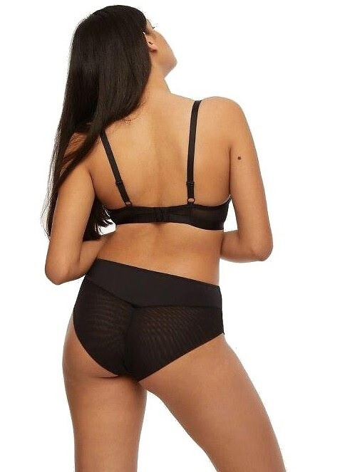 Klassischer Damen Slip Comfort Kinga P-861/2 Schwarz – glänzende Mikrofaser, doppeltes Mesh, maximaler Tragekomfort