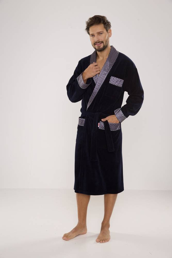 773 Bonjour Herren-Forex-Bademantel - navy blau