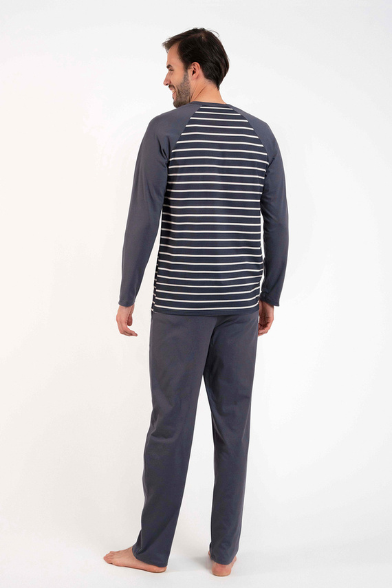 Lars Herren Schlafanzug mit langen Ärmeln, lange Hose Italian Fashion - graphite/graphite print