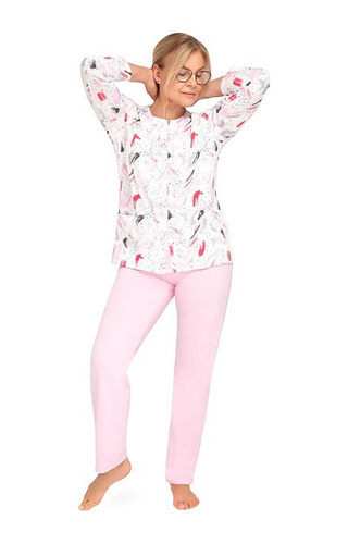 202 Maria III Damenpyjama Martel 31 rosa – Baumwolle, Reißverschluss, lange Ärmel