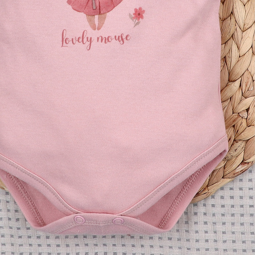 Baby Body Nini Little Mouse Bio-Baumwolle Druckknöpfe Schulter Kurzarm