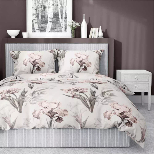 5089 B Home Satin Satin-Bettwäsche Blumen Detexpol grau