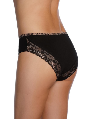 Lama L-1604 BI Damen Bikini-Slips aus Baumwolle Schwarz/Beige 2er-Pack