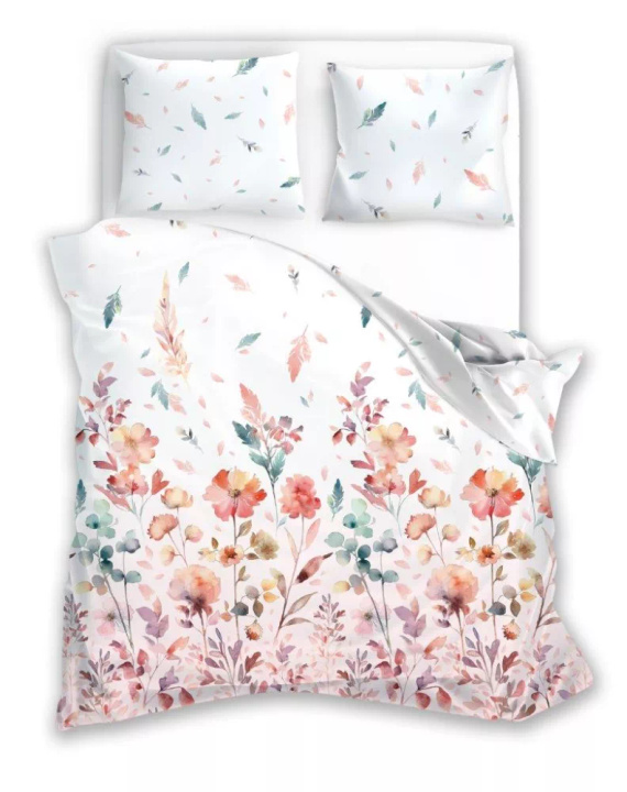 Milargo Verde 001 Satinbettwäsche mit Faro-Blumen, rosa