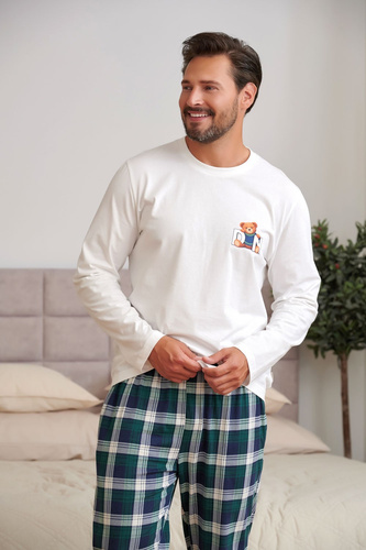 Herren-Pyjama Doctor Nap 7514 Teddy 100% Baumwolle Langarm Hose