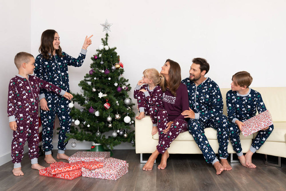 Ava Damen-Schlafanzug mit langen Ärmeln und Hose Italian Fashion- print burgundy 