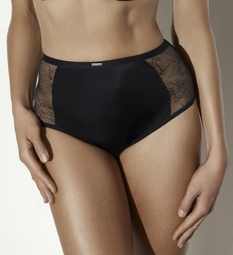 Damen-Slip Ava 2301 Schwarz Hoch mit transparenten Einsätzen
