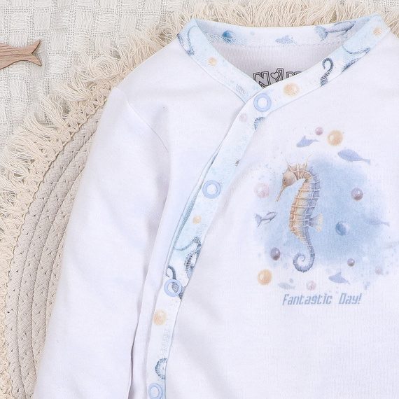 ABN-5442 Sea Of Joy Nini weißer Umschlag-Body – Bio-Baumwolle, für Babys