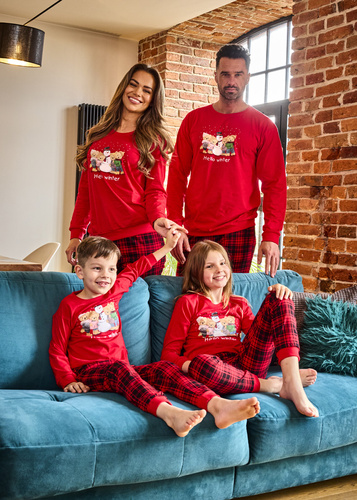 115/289 Winter Cornette Herrenpyjama – Weihnachten, rot, Baumwolle, lange Ärmel