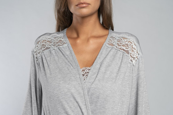 Samaria Robe Italian Fashion 3/4 Ärmel - grau