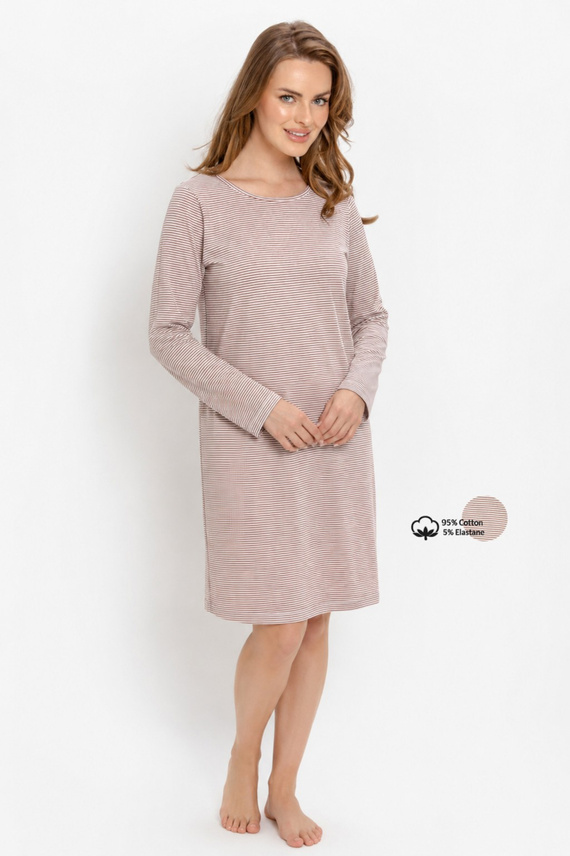 Nachthemd Taro Norella 3643 Baumwolle Langarm Gestreift
