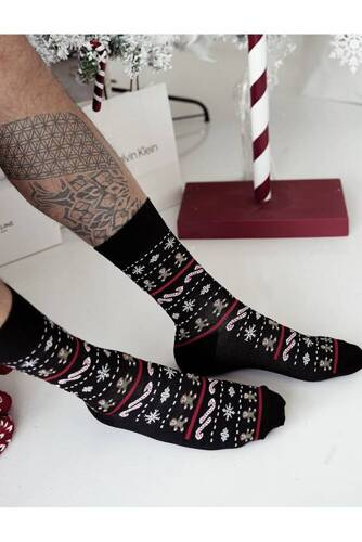 1290-023 Milena Herren-Weihnachtssocken – schwarz