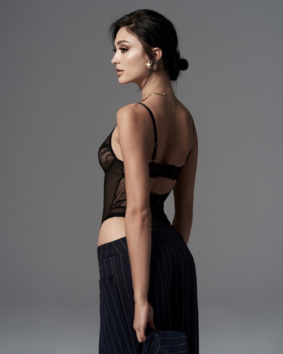 Body Perisia Teddy Obsessive schwarz Spitze mit Bügeln offen