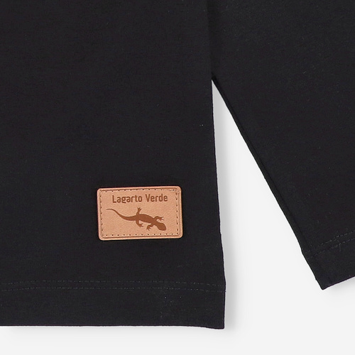 KAR-1013/CZA Jungenbluse mit langen Ärmeln Lagarto Verde, schwarz