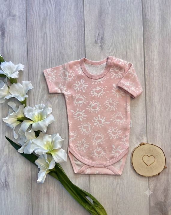 Body für Babys Mamatti BK16325 rosa, aus Baumwolle, kurzarm