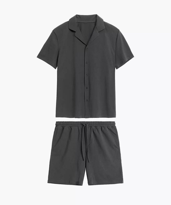 BNMP-003 Herren-Kurzarmpyjama, Atlantikgrau