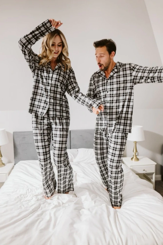 Herren Schlafanzug Klark - 100% Baumwolle, lange Ärmel und Hosen Italian Fashion 