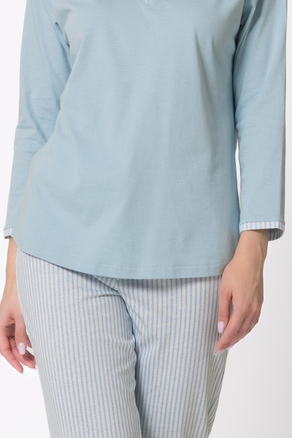 Damen-Pyjama Leveza 1767 Anita 7/8 Erbsengrün 100% Baumwolle Komfort