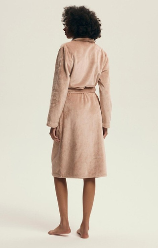 43595 Dextra Damen-Bademantel Henderson pfirsich – weich, gebunden, über dem Knie