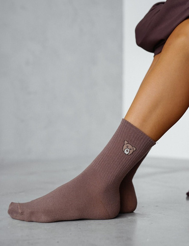 Milena 0200-181 braun – Damensocken mit Bär, Baumwolle, weich und bequem