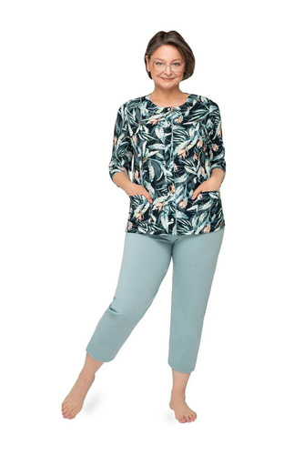 201 Maria II Martel Damenpyjama Schwarz Türkis 21