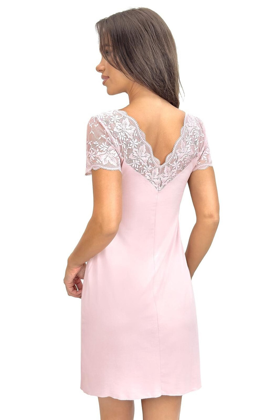 Damen-Nachthemd Sonia Donna aus Viskose mit Spitze | V-Ausschnitt | Kurzarm