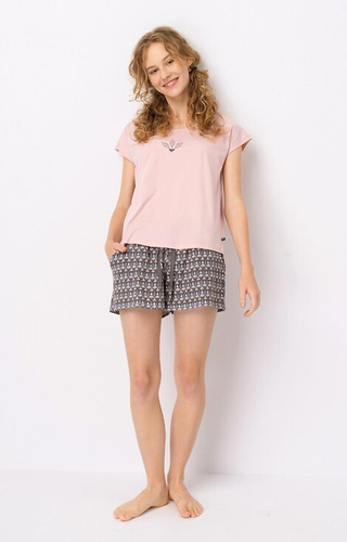 LNS 880 Key Damen-Baumwollpyjama – Puder-Mokka