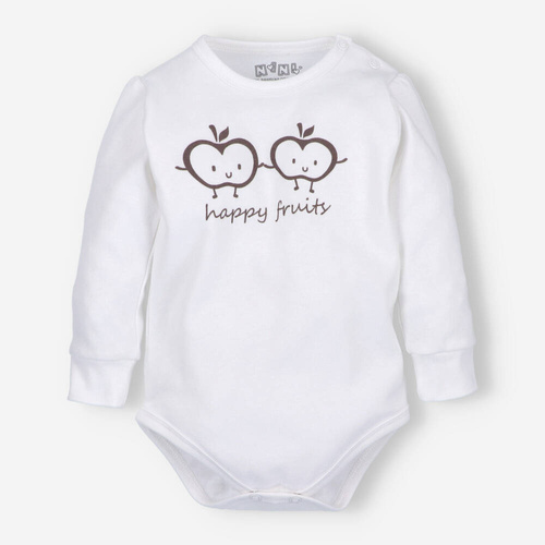 ABN-5295/ECR Happy Apples Nini Body aus ecrufarbener Bio-Baumwolle