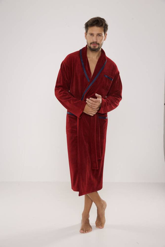 666 Ronaldo Herren Bademantel De Lafense - kastanienbraun