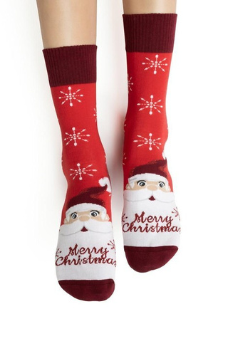 ART.136 Damen-Weihnachtssocken Steven rot 136 – Baumwolle, warm, Wintermuster