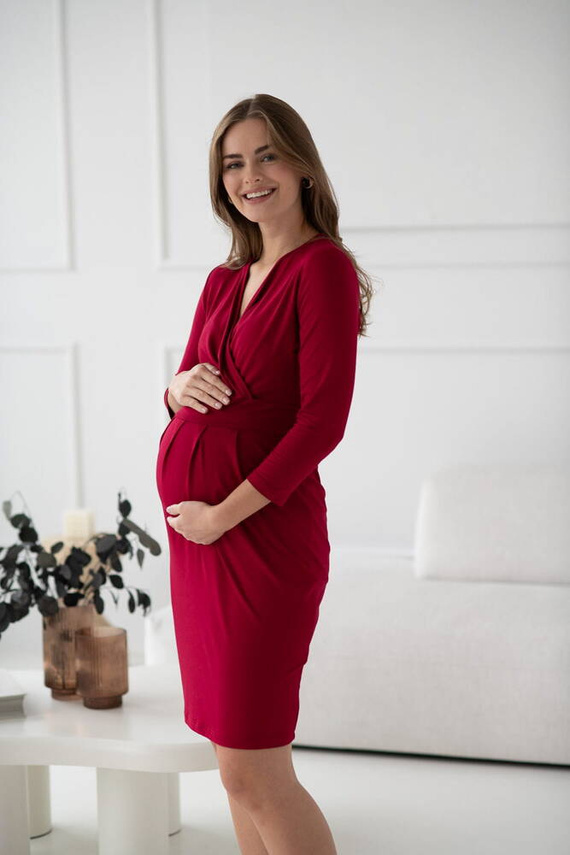 Grow with me Milk&Love Umstands- und Stillkleid, Burgunderrot